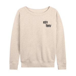 Women's - Alien: Earth - Prodigy Corp Logo -Women's French Terry Long Sleeve Pullover Lightweight French Terry Wide Neck Long Sleeve Graphic Shirt - 1 of 4