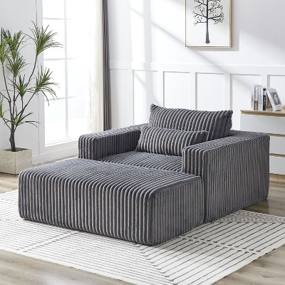 NicBex Couches for Living Room 75"W Corduroy Sponge Sofa Lounge Chair Fluffy Modern Sleeper Chair with Removable Footrest for Bedroom
