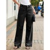 Imily Bela Womens Boyfriend Cuffed Wide Leg Mid Rise Casual Denim Pants with Pockets - 2 of 4