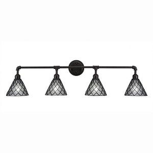 Toltec Lighting Vintage 4 - Light Vanity in  Dark Granite with 7" Diamond Ice Art Glass Shade - 1 of 1