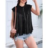 Whizmax Women's Fringe Vest 70s Denim Zip Up Jacket Hippie Sleeveless Loose Costume - 4 of 4