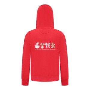 Everyday Kids Christmas Collection Most Wonderful Time Girls Zip up Hoodie – Pink Holiday Sweatshirt - 1 of 4