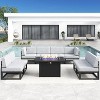 LayinSun 9-Piece Large Outdoor Modular L-Shaped Sectional Set with Propane Fire Pit Table - 2 of 4
