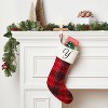 20" Plaid Monogram Christmas Holiday Stocking with Faux Fur Cuff Red/Green/White - Wondershop™ - 2 of 3