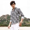 Campus Sutra Men Men's Off-White & Midnight Black Abstract Geometric Shirt - 3 of 4