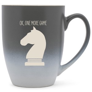 100 North Chess Knight 10 Ounce Gray and White Two Toned Ombre, Comfortably Fits Your Hands, Ceramic Tea Coffee Cup Mug, Ok, One More Game - 1 of 1