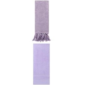 REGALWOVEN 2 Packs Striped and Tassels Hand Towels for Bathroom 14" x 30" - 1 of 4