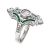 Ross-Simons 1.55 ct. t.w. CZ and .20 ct. t.w. Simulated Emerald Ring in Sterling Silver - 3 of 4