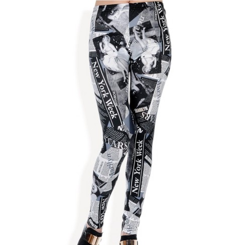 Anna-Kaci Women's High Rise Printed Leggings with New York Week Newspaper Graphic - image 1 of 4