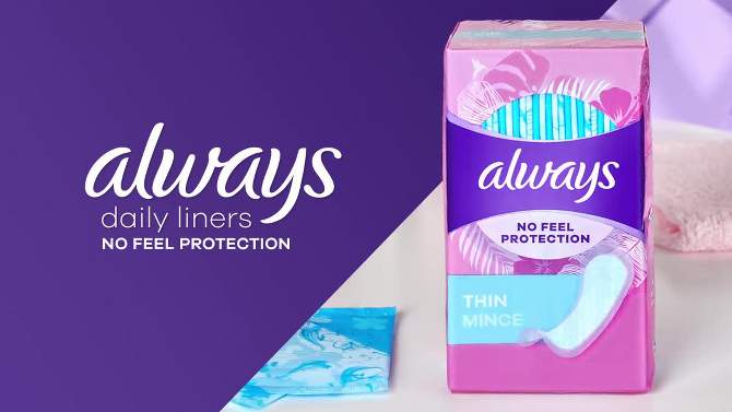 Always Dailies Thin Unscented Panty Liners, 2 of 10, play video