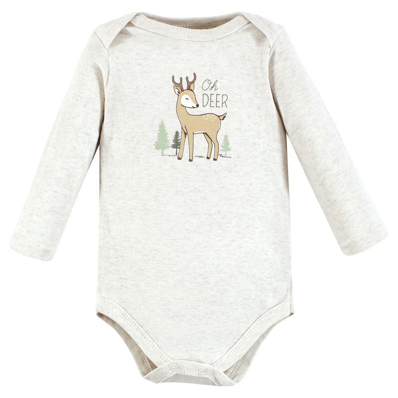 Hudson Baby Infant Boy Cotton Long-Sleeve Bodysuits, Forest Deer 3-Pack, 4 of 7