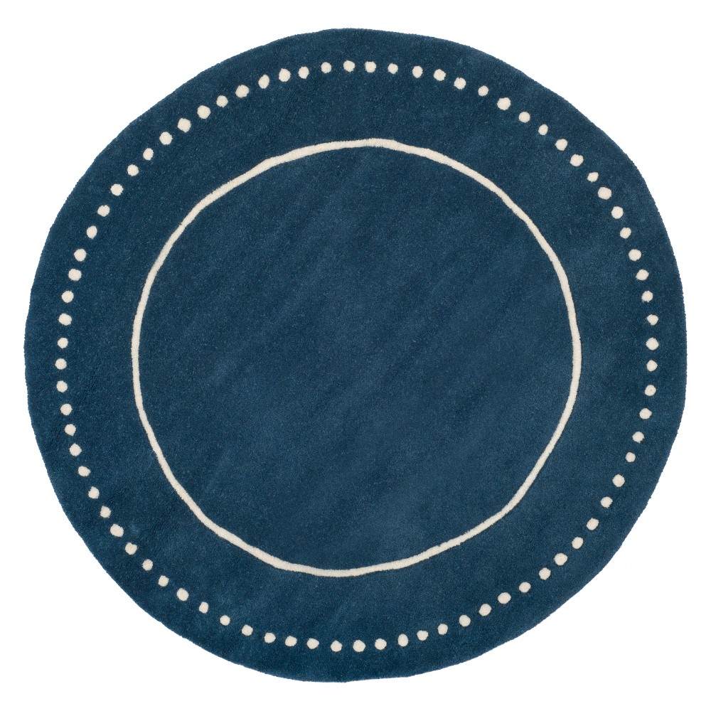 5' Solid Round Area Rug Navy Blue/Ivory - Safavieh