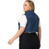 Agnes Orinda Women's Plus Size Jean Raw Hem Button Down Sleeveless Crop Denim Vest - 4 of 4