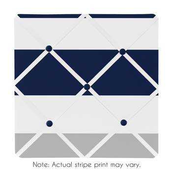 Sweet Jojo Designs Gender Neutral Unisex Fabric Photo Memo Board Stripe Blue and Grey