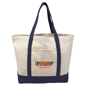 The University of Texas Rio Grande Valley Vaqueros Primary Logo Canvas Tote Bag With External Pocket, Reusable Shoulder Bag for Shopping, School, - 1 of 4