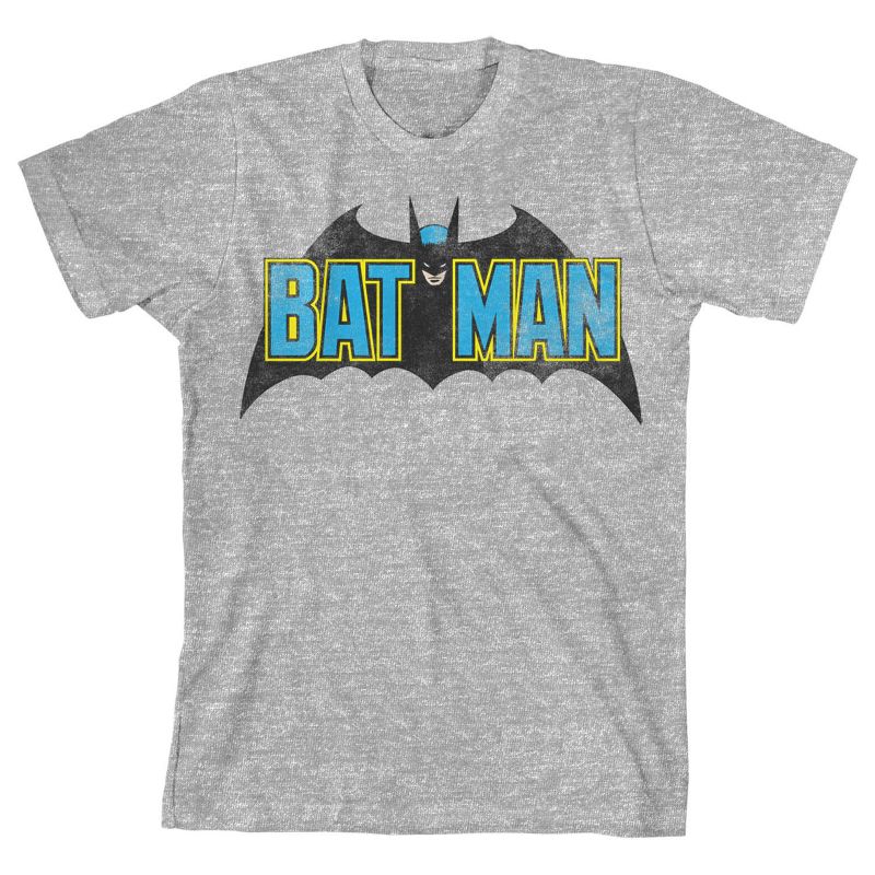 Batman Classic Emblem Youth Athletic Gray Graphic Tee, 1 of 4