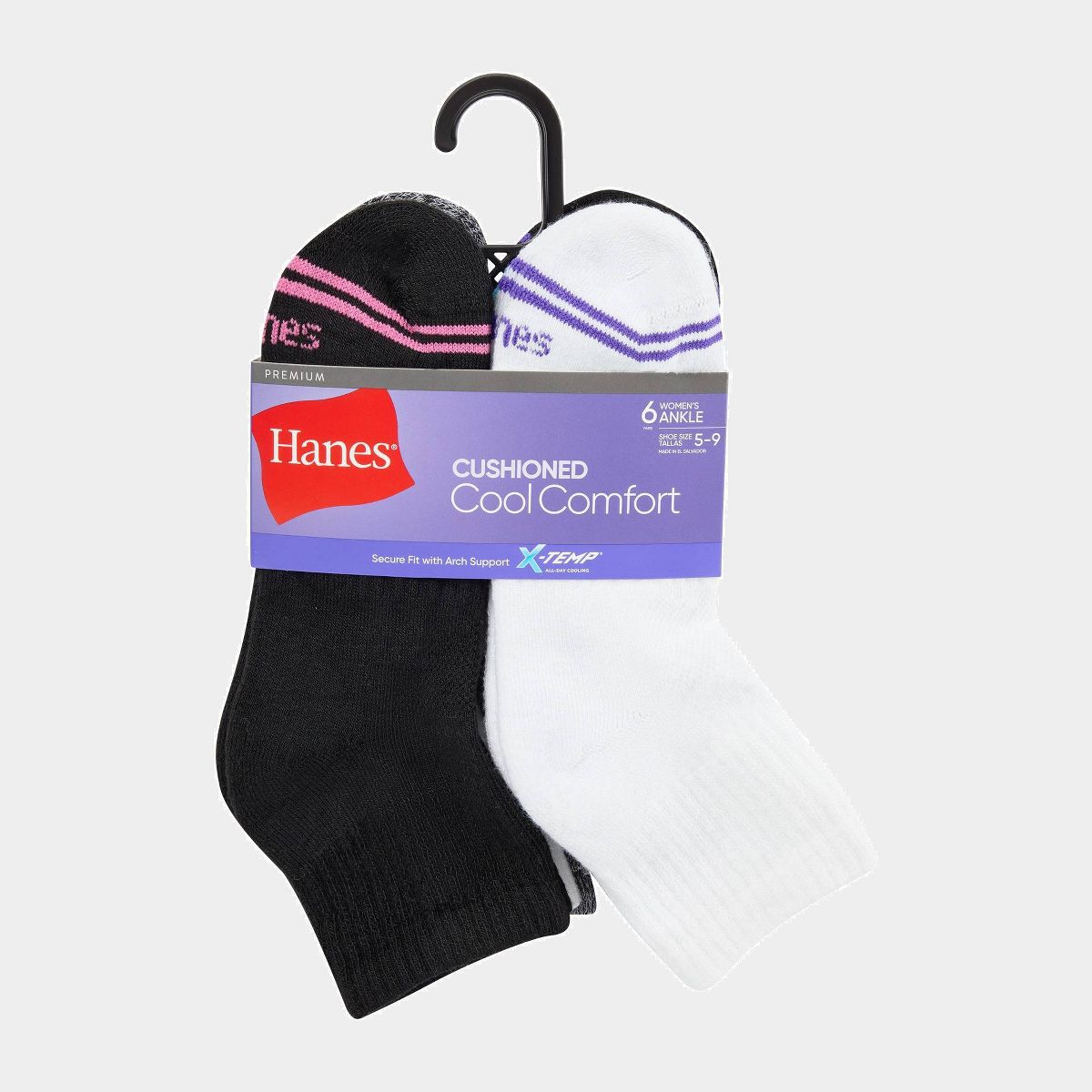 Hanes Premium Women's 6pk Cool Comfort Cushioned Ankle Socks - thumbnail 7