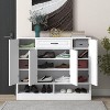 Angel Sar Modern Shoe Cabinet for Entryway Slim, White Shoe Storage Organizer Cabinet with Adjustable Shelves - 3 of 4