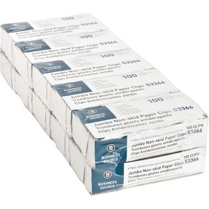 Business Source Paper Clips Jumbo Nonskid 1000/PK Silver 53366 - 1 of 2