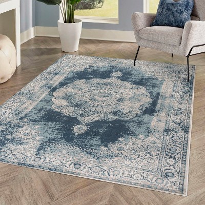 Jonathan Y Rosalia Cottage Medallion Ivory/blue 3 Ft. X 5 Ft. Area Rug ...