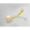 Jewelry Avalanche Women's 14K Gold Lotus Flower 14G Belly Button Ring with 0.45cttw Round Moissanites - 2 of 4