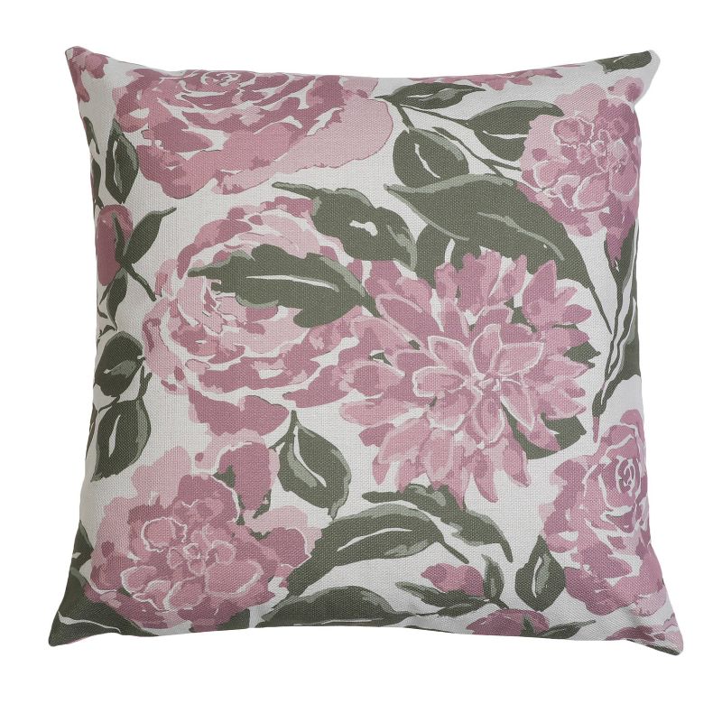 20"x20" Oversize Faux Linen Illona Floral Fran Square Throw Pillow - Decor Therapy, 1 of 9