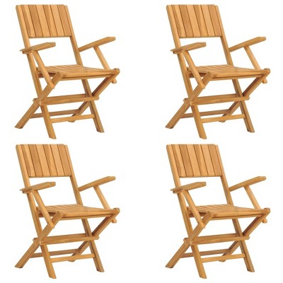 vidaXL Folding Patio Chairs 4 pcs 21.7"x24"x35.4" Solid Wood Teak