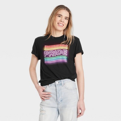 Pride Gender Inclusive Adult Neon 'Pride' Short Sleeve Graphic T-Shirt - Black