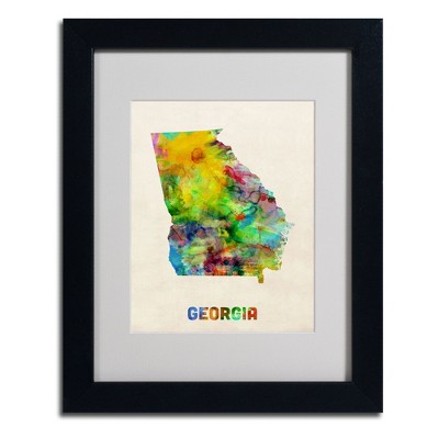 Trademark Fine Art -Michael Tompsett 'Georgia Map' Matted Framed Art