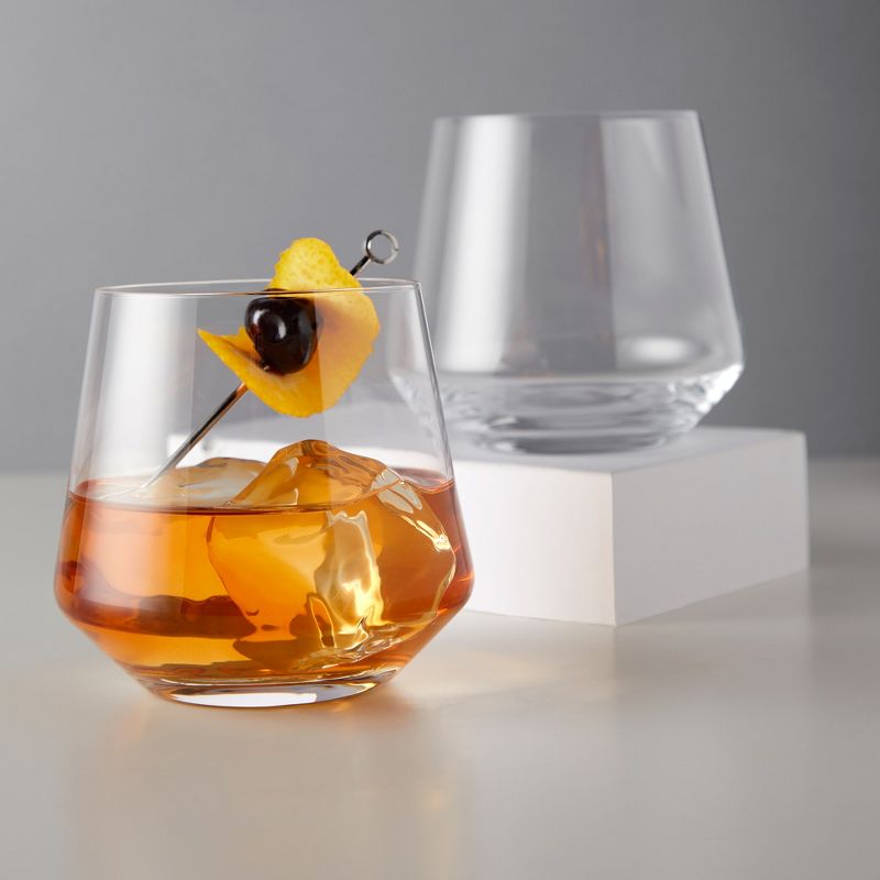 Viski Raye Angled Crystal Tumblers Set of 2 - Premium Crystal Clear Glass, Lowball Cocktail Glasses, Martini Glass Gift Set - 12 oz, 2 of 12