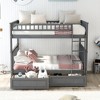 NicBex Full Size Bunk Bed Convertible Design Bed Frame with 2 Drawers, Guardrails and Ladder, No Spring Box Required - 2 of 4
