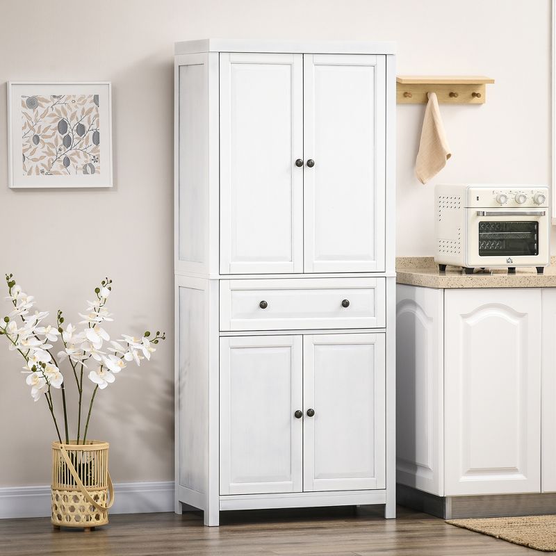 HOMCOM 72.5" Pinewood Large Kitchen Pantry Storage Cabinet, Freestanding Cabinets with Drawer and Shelf Adjustment, Dining Room Furniture, 3 of 7