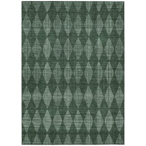 Olive Green And Charcoal Geometric Washable Indoor Outdoor Area Rug - 1 of 4