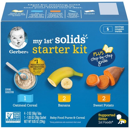 Gerber 1st Food Solids Starter Kit Baby Meals - 8oz/4pk Each : Target