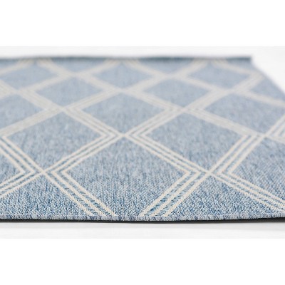 Coastal Charm Blue Synthetic Rectangular Area Rug - Easy Care