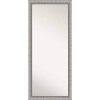 29" x 65" Non-Beveled Elegant Brushed Pewter Full Length Floor Leaner Mirror - Amanti Art