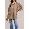 Women's Striped Woven Button Down Top - AnnieWear - 4 of 4