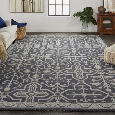 Hand-Tufted Persian-Style Wool Accent Rug in Heathered Gray