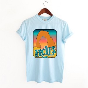 Simply Sage Market Women's Vintage Arches National Park Short Sleeve Garment Dyed Tee - 1 of 4