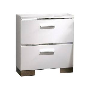 Royal Hampton and Metal Nightstand with 2 Drawers,  White and Silver - 1 of 4