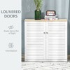 31.5" MDF Sideboard Buffet Cabinet with Rubberwood Top, Double Louvered Doors and Adjustable Shelf for Living Room or Hallway - 4 of 4