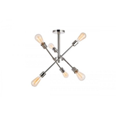Elegant Lighting Axel 6 Lights Polished Nickel Flush Mount