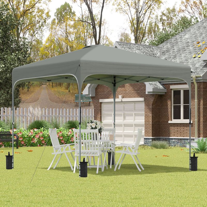 Outsunny 8' x 8' Pop Up Canopy, Foldable Gazebo Tent with Carry Bag with Wheels and 4 Leg Weight Bags for Outdoor Garden Patio Party, 2 of 7