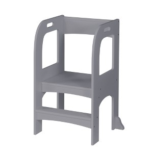 TopComfy Toddler Standing Tower Step Stool Smooth Soft Durable for Kids Kitchen Counter Bathroom Safe Easy Assembly, Gray, 34.45"*20.08"*3.54" - 1 of 4