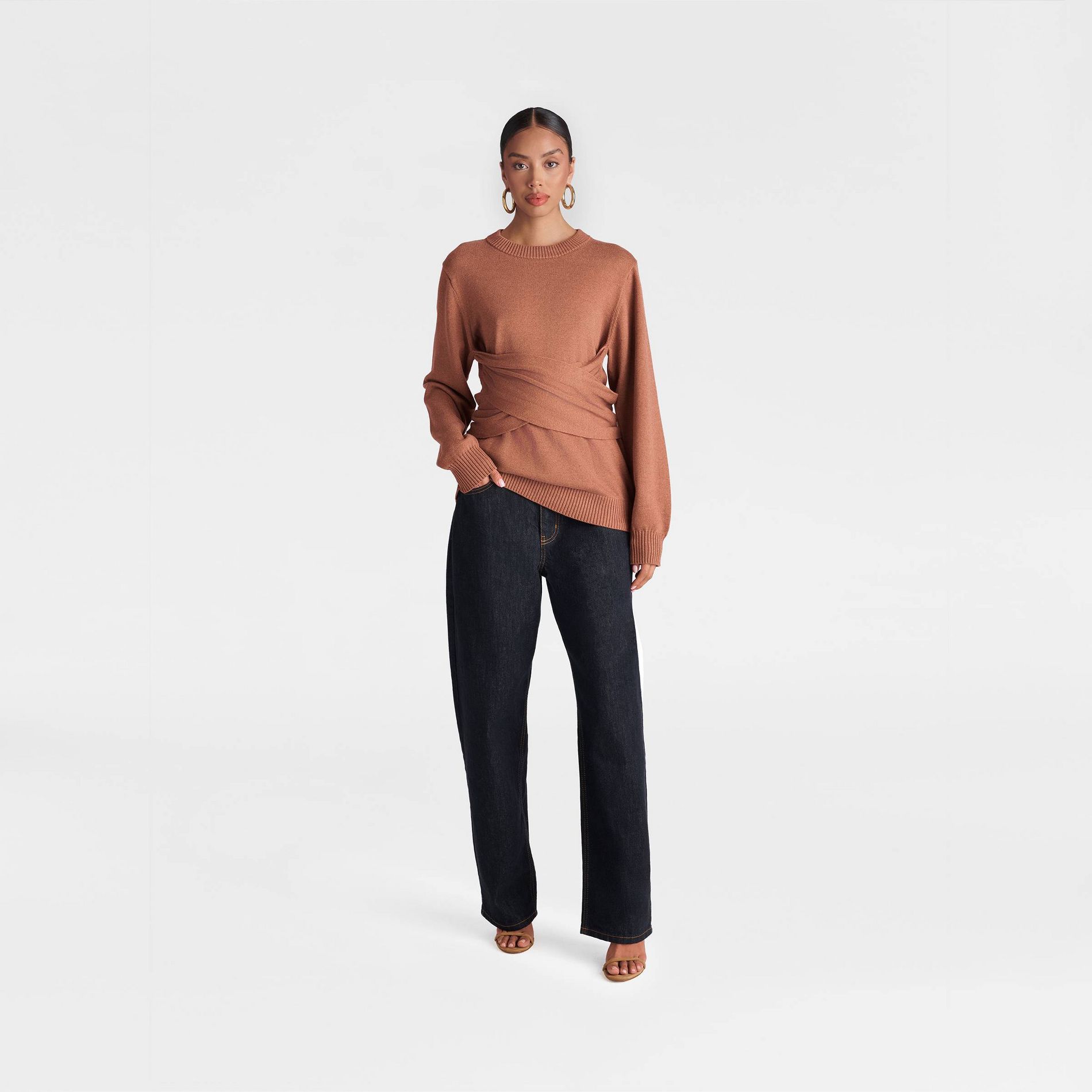 KBB by KAHLANA Women's 'The Crossover Sweater' - Brown Sugar