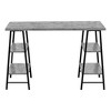 FONTOI 48 Inch Home Office Desk Modern Computer Desk Work Table with Marble Texture Tabletop, 2 Side Open Storage Shelves, Gray, 47.25"* 23.75"*30" - 4 of 4