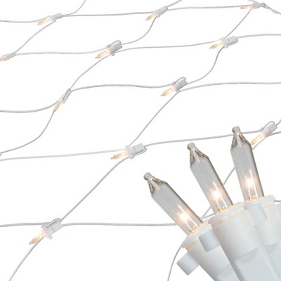 Northlight 2' x 8' Clear Mini Net Style Column Christmas Lights, White Wire