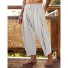 COOFANDY Men's Cotton Linen Harem Pants Drawstring Casual Cropped Trousers Lightweight Loose Beach Yoga Pants with Pockets - 3 of 4