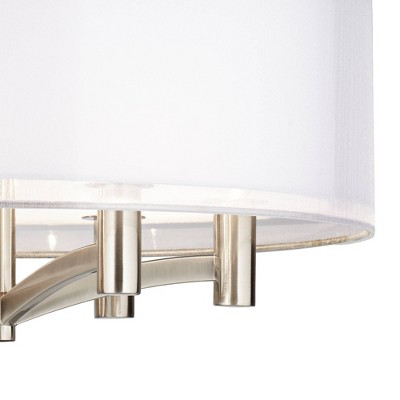 Brushed Nickel Double Drum Shade Pendant Chandelier