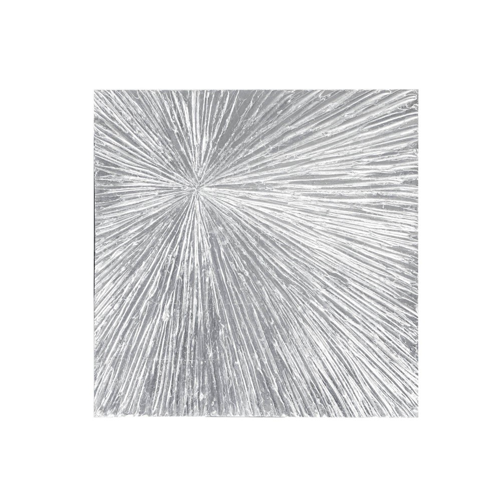 Photos - Garden & Outdoor Decoration 30" Square Sunburst Silver Resin Dimensional Palm Box Silver